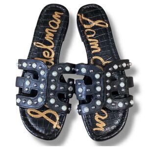 Vintage Y2K Sam Edelman Slip On Leather Sandals Flip Flops